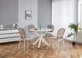 Beige Sennit Chair,Set Of 4,Dining Chair,Coffee Chair White Metal