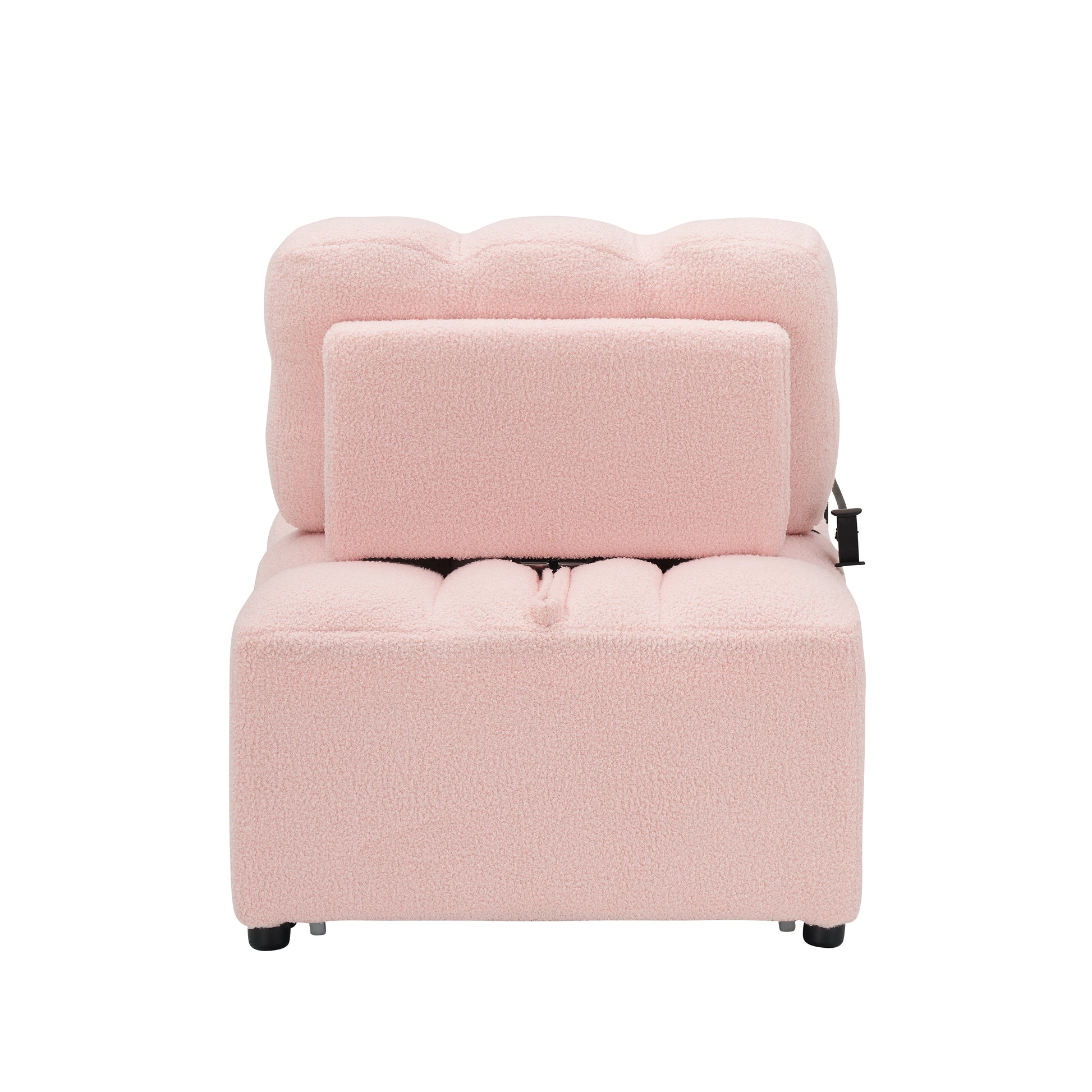 40.20 Inches Long, Teddy Sofa Fabric,A Convertible Sofa Cum Bed, For Apartment Office Living Room Pink Pink Teddy 1 Seat