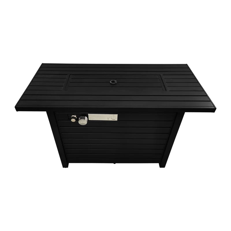 25" H X 42" W Steel Outdoor Fire Pit Table With Lid Black Black Modern Stainless Steel