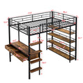 Full Size Metal Loft Bed With Desk And Shelves, Black Expected Arrival Time: 9.18 Box Spring Not Required Full Black Metal Solid Wood Mdf