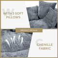 Coolmore Lazy Sofa Durable Comfort Lounger High Back Bean Bag Chair Couch With Three Pillows For Adults And Kids, Indoor & Outdoor, Single Gaming Sofa Chair For Bedroom,Office Gray Chenille Gray Foam Chenille 1 Seat