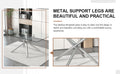 Table And Chair Set.Modern Luxurious Transparent Tempered Glass Dining Table Set.Paried With 6 Chairs With Pu Cushion And Silver C Tube Metal Legs. Transparent,White Seats 6 Glass Metal