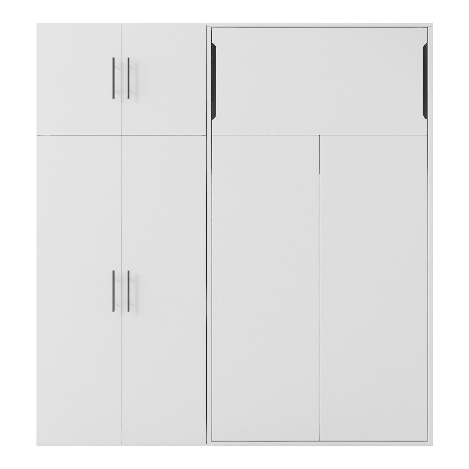 Twin Size Murphy Bed With Lockers And Wardrobes, White Box Spring Not Required Twin White Murphy Solid Wood Mdf