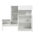 Elegant 2 In 1 Shoe Cabinets With Soft Cushion, Modern Storage Bench With Arched Doors & Rebound Devices, Versatile Shoe Rack Organizer With Adjustable Shelves For Hallway, Living Room, White White