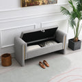 Modern Teddy Bed End Bench With Arms And Storage,Upholstered Large Foot Rest Stool, Comfy Window Vanity Bench For Living Room,Bedroom,Dorm,Coffee Table,Teddy Grey Grey Modern Storage Wood Internal