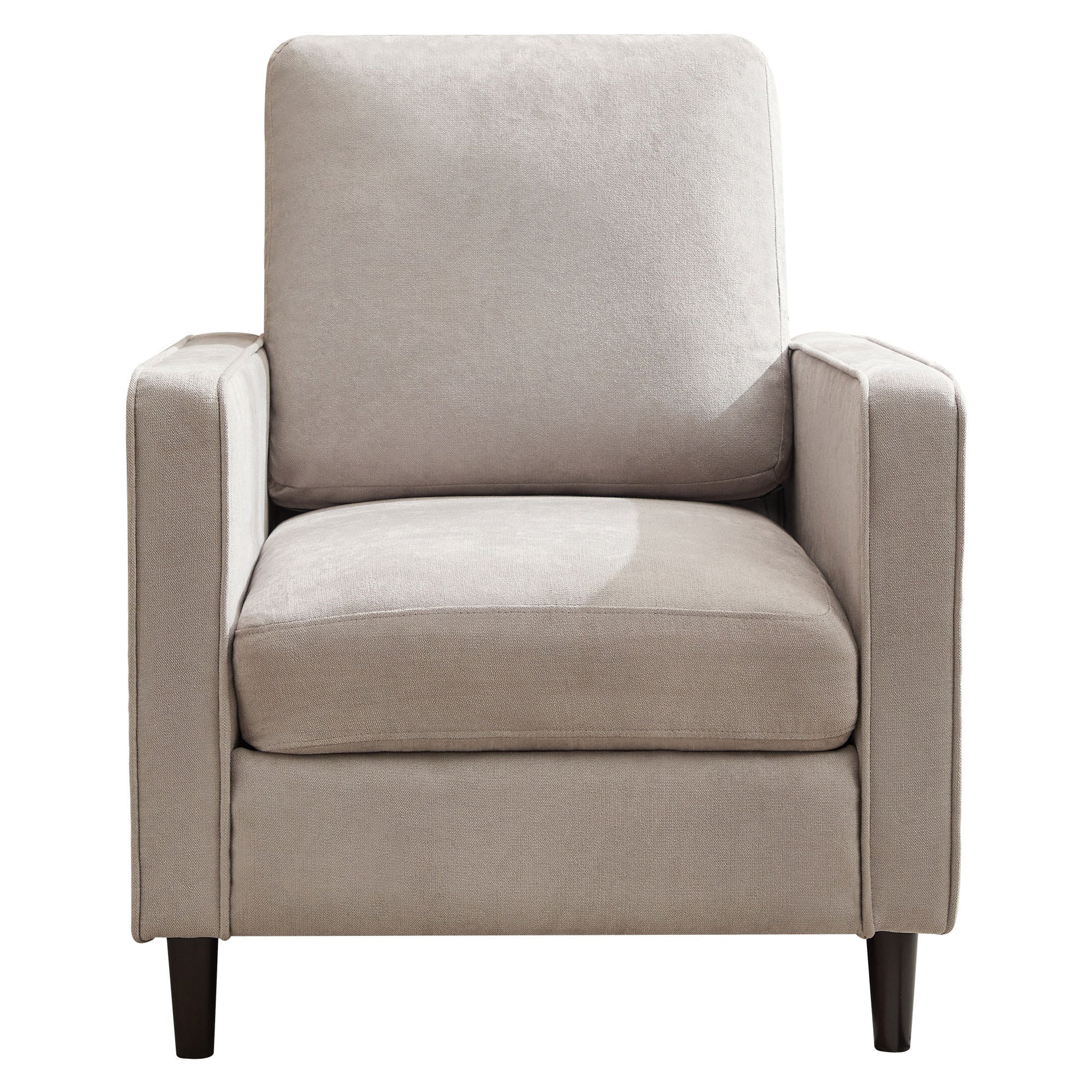 Mid Century Accent Chair ,Modern Linen Fabric Armchair For Living Room,Double Side Pockets, Comfortable And Padded Reading Feature Sofa Chair, Suitable For Bedrooms, Living Rooms, And Offices Light Gray Linen