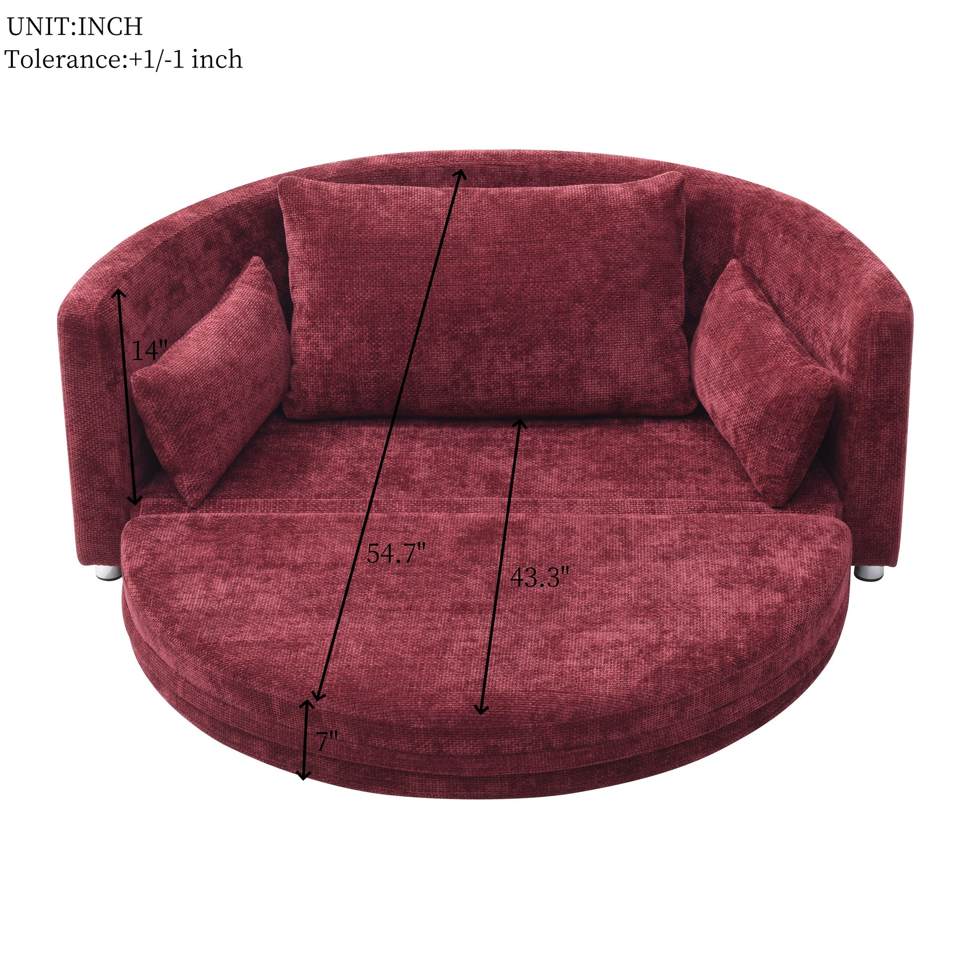 Foldable Sleeper Sofa Bed, Floor Sofa Chair Bed,Multi Functional, Circular Bed, Adjustable Futon Sofa Folding Lazy Sofa Couch,Double, For Balcony ,Living Room, Sitting And Sleeping Sofa,Burdy Burgundy Linen Primary Living Space Modern Linen 3 Seat