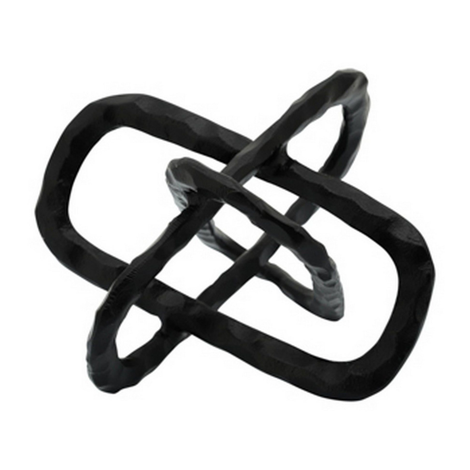 Metal Accent Decor With Oval Shaped Inters, Black Black Metal