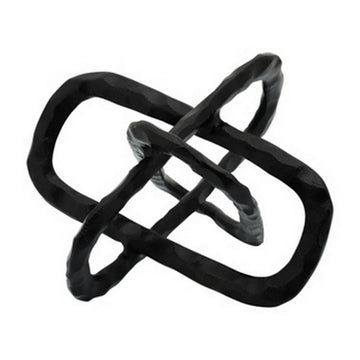 Metal Accent Decor With Oval Shaped Inters, Black Black Metal