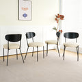 Modern Grey Simple Pu Dining Chair Upholstered Chair Family Bedroom Stool Back Dressing, White Round Table Set, Bentwood Covered With Ash Veneer Chair Back, Chair Black Metal Legs Set Of 5 White Mdf