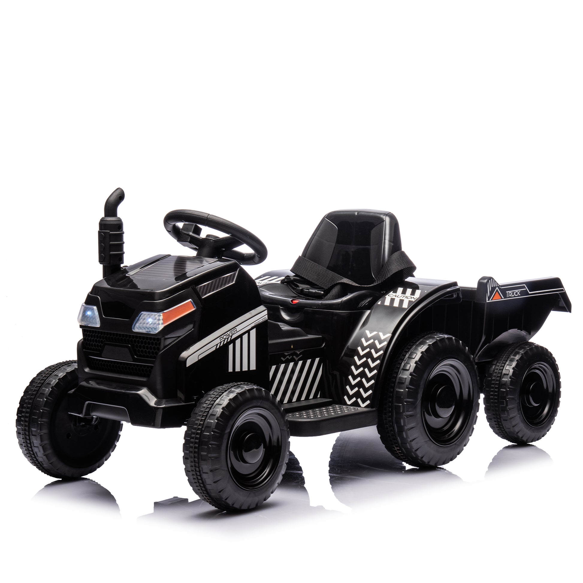 12V Kids Ride On Electric Tractor Black Knight,Kids Ride On Toy.2Wd,Non Skid Tires, Steering Wheel, Foot Pedal,With Removable Storage Tug,Light,Bluetooth,Music,Mp3,Usb,Power Display For Kids Aged 3 . Black 50 99 Lbs Polypropylene