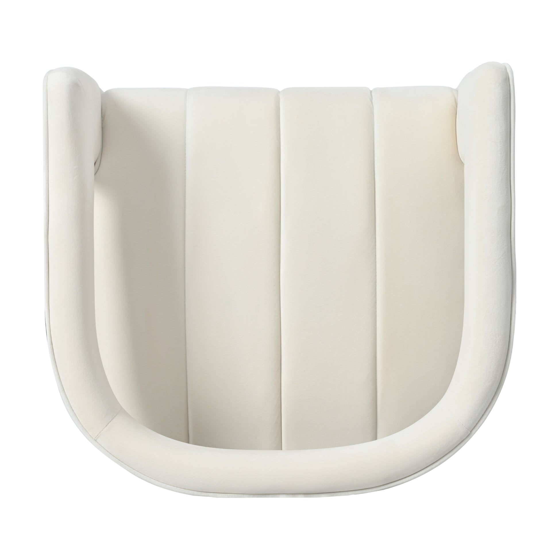 Modern Velvet Accent Chair With Ribbed Detail, Luxury Curved Fully Upholstered Accent Chair, Ivory White No Assembly Needed Ivory White Velvet