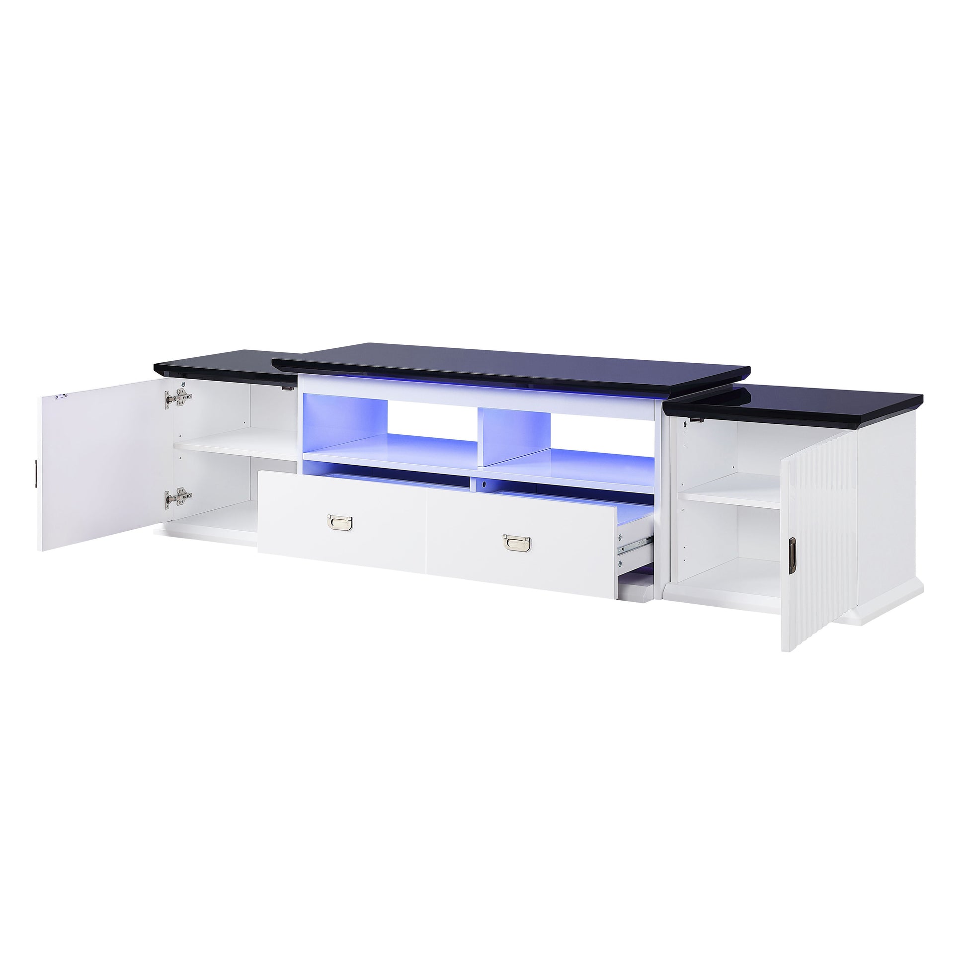 White And Black Tv Stand With Led Touch Light White Black White Primary Living Space 40 49 Inches 50 Inches Wood