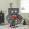 Power Lift Recliner Chair Sofa For Elderly With Massage Grey Velvet Power Remote Metal Primary Living Space Soft Cushion Back Heavy Duty American Design,American Traditional,Classic Pillow Top Arms Foam Velvet