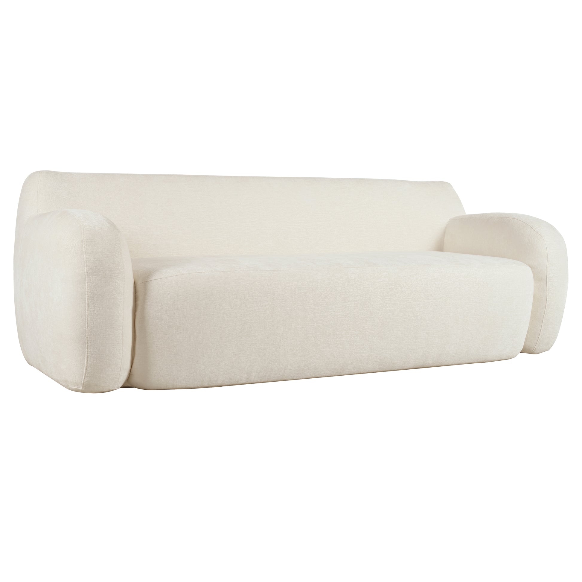 81.5'' Minimalist Curved Upholstered Sofa, 3 Seat Modular Casual Sofa For Living Room, Bedroom, And Apartments Beige Polyester 3 Seat