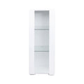Storage Cabinets With Aluminum Strip Lamp,With Glass Shelves, For Living Room Bedroom Office White Particle Board Mdf