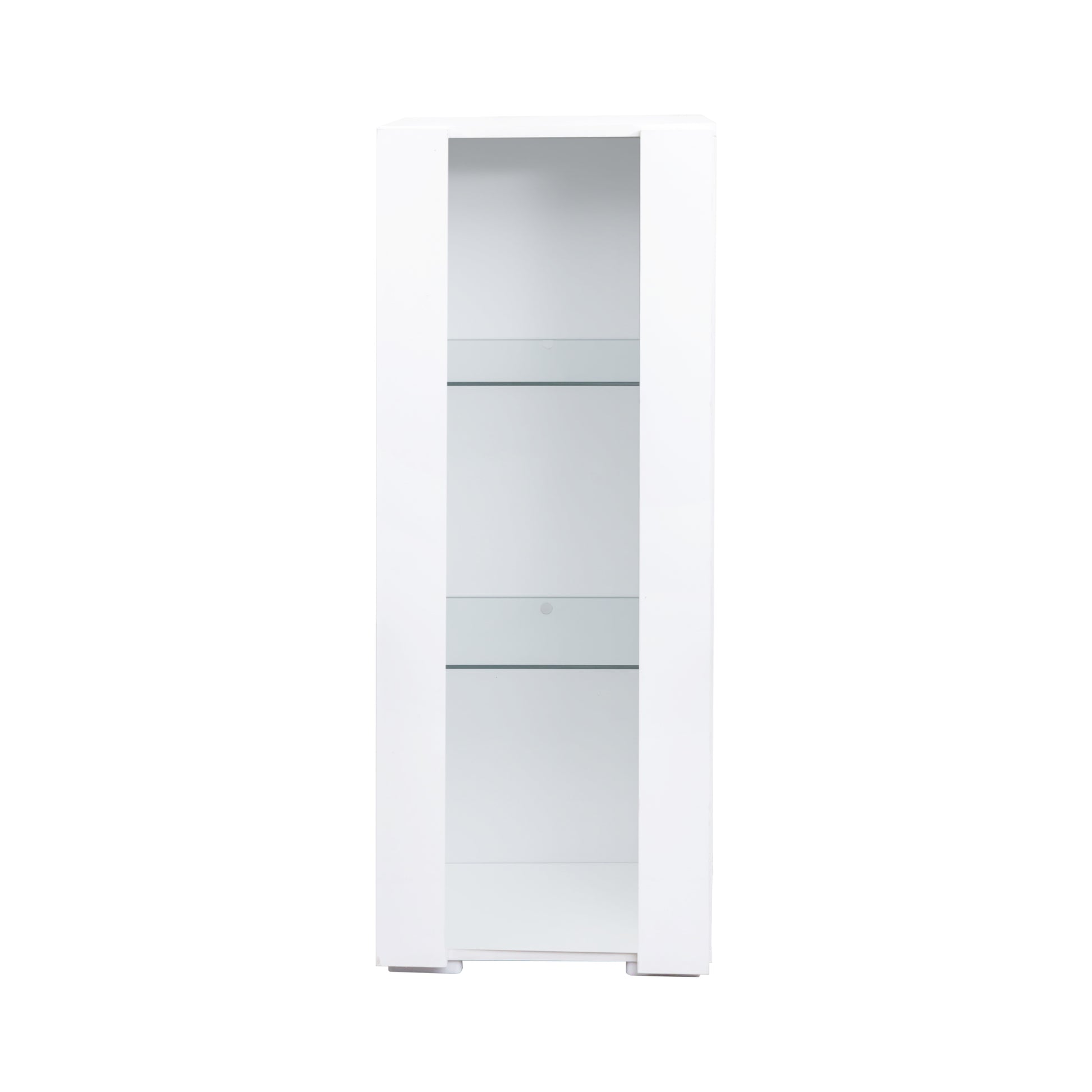 Storage Cabinets With Aluminum Strip Lamp,With Glass Shelves, For Living Room Bedroom Office White Particle Board Mdf
