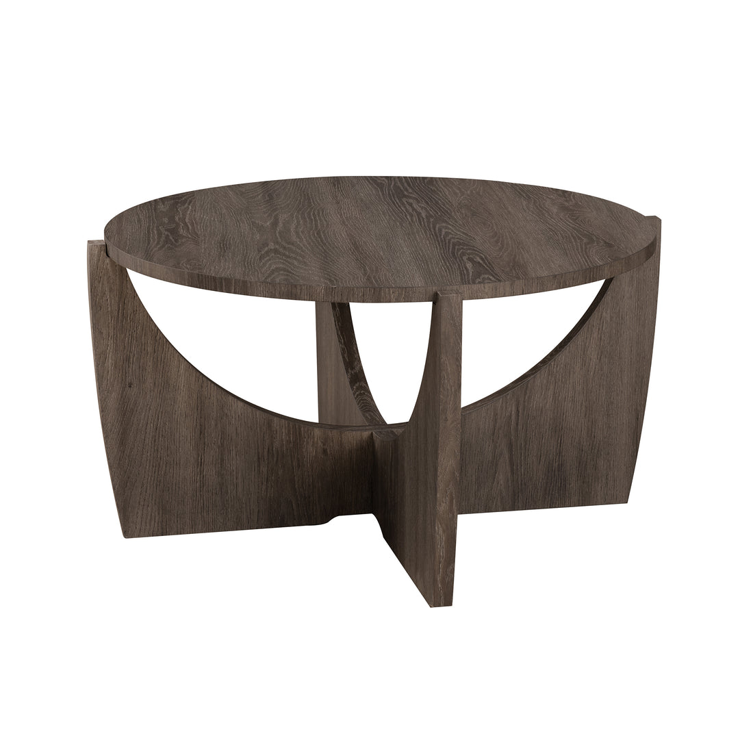 Contemporary Open Arch Base Round Coffee Table Cerused Ash Dark Gray Mdf Mdf