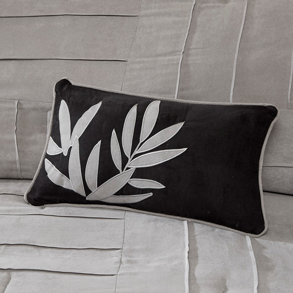 7 Piece Faux Suede Comforter Set Grey Queen Queen Grey Polyester