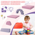 10Pcs Kids Couch For Playroom, Baby Climbing And Crawl Foam Play Set, Foam Climbing Blocks Convertible Sofa ,Kids Play Couch, Indoor Climbing Structure For Toddlers, Infant, Kids, Pre School Pink Foam