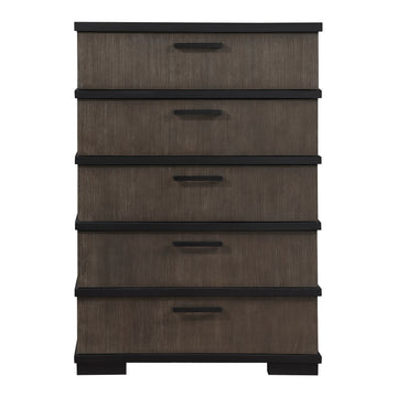 Two Tone Brown Black Finish Drawers Chest 1Pc Modern Industrial Design Bedroom Furniture Black,Brown Gray Wood