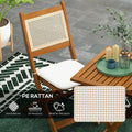 Outsunny 3 Pieces Patio Bistro Set Foldable Wooden Pe Rattan Conversation Furniture Outdoor With Cushions, For Porch, Backyard, Garden, Light Teak Teak Rattan Metal