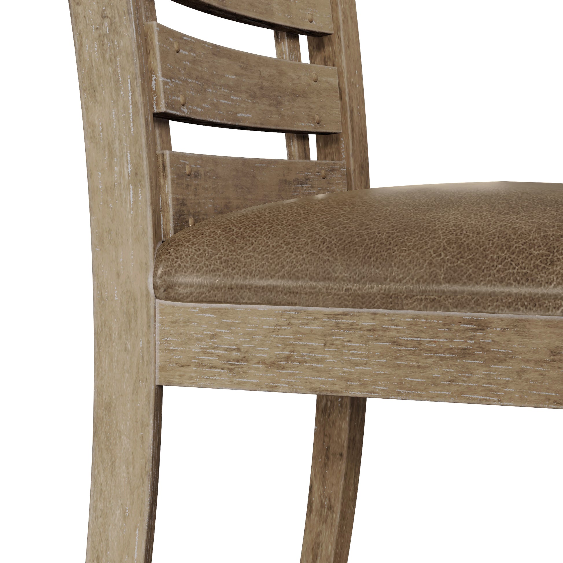 5Pcs Table Set Round Dining Table Solid Wood Modern Farmhouse Rustic Look Distressed Look Wood Grayish Brown Ladder Back Seats 4 Light Brown Dining Room Fixed Table American Design,Farmhouse,French Country,Rustic,Vintage Rubberwood Round Round Dining