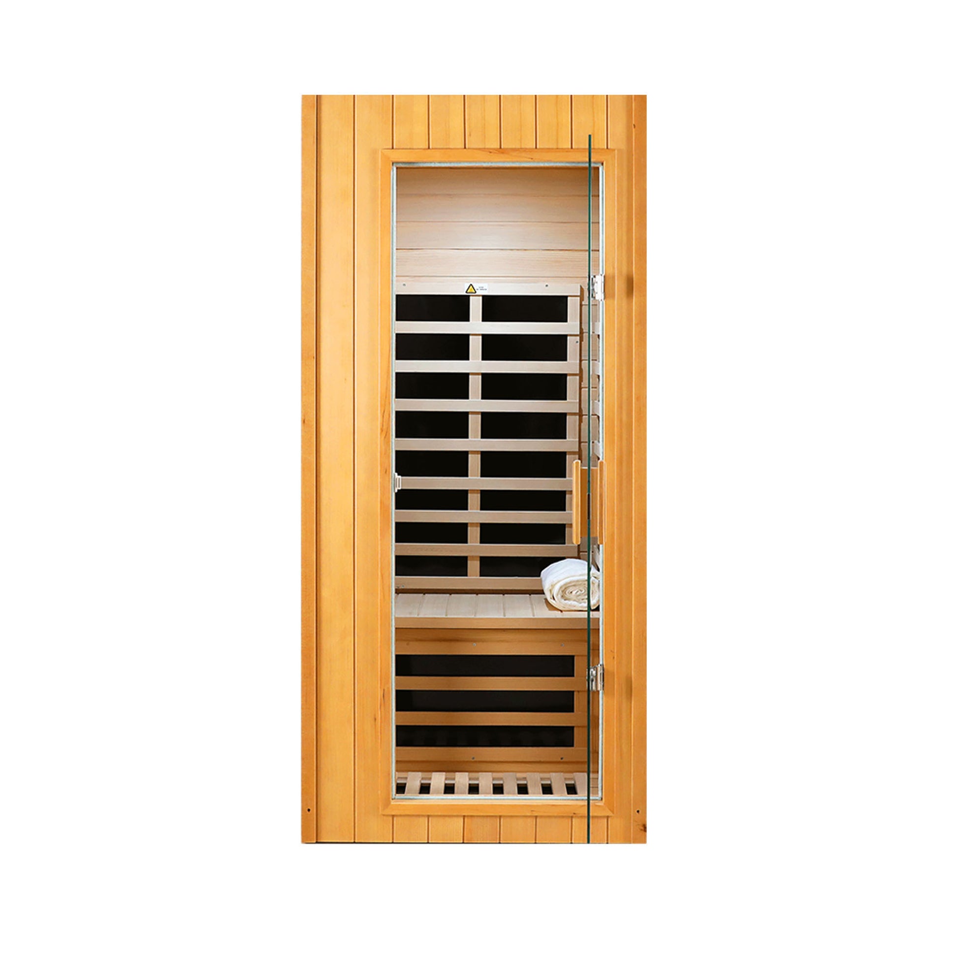 Hemlock One Person Far Infrared Roof Embedded Indoor Sauna Room Natural Wood Metal & Wood