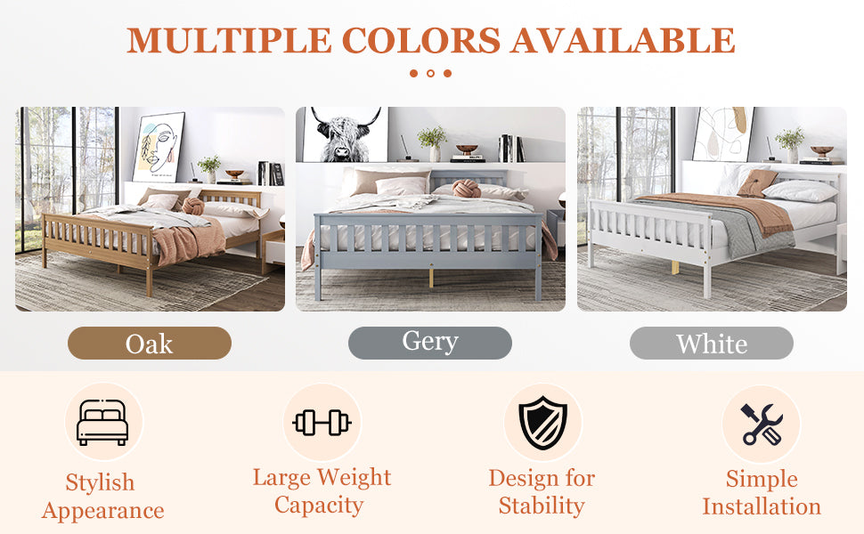 Twin Bed Frames With Headboard, Solid Wooden Platform Bed With Corner, Modern Low Profile Bed Frame, No Box Spring Needed, Grey Twin Grey Wood