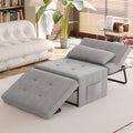 Sofa Bed,Chair Bed,Sleeper Couch,4 In 1 Multi Function Folding Ottoman Bed With Slide Storagepocket For Living Room,Bedroom,Hallway,Light Grey Light Gray Espresso Bedroom Mid Century Modern Oak Upholstered Fabric