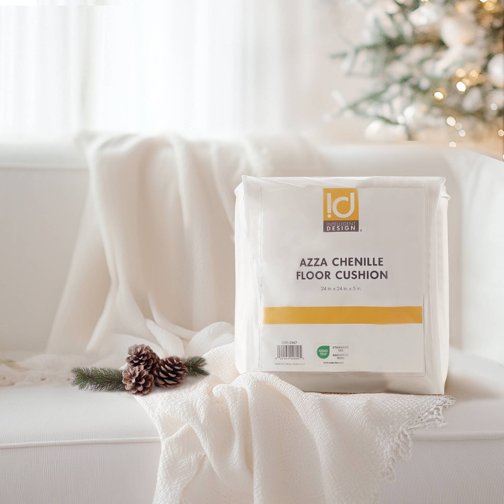 Poly Chenille Square Floor Pillow Cushion 24X24" Navy Blue Polyester