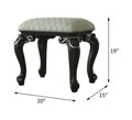 Grey And Charcoal Stool With Scrolled Legs Gray Charcoal Bedroom Rectangular White Wood Fabric