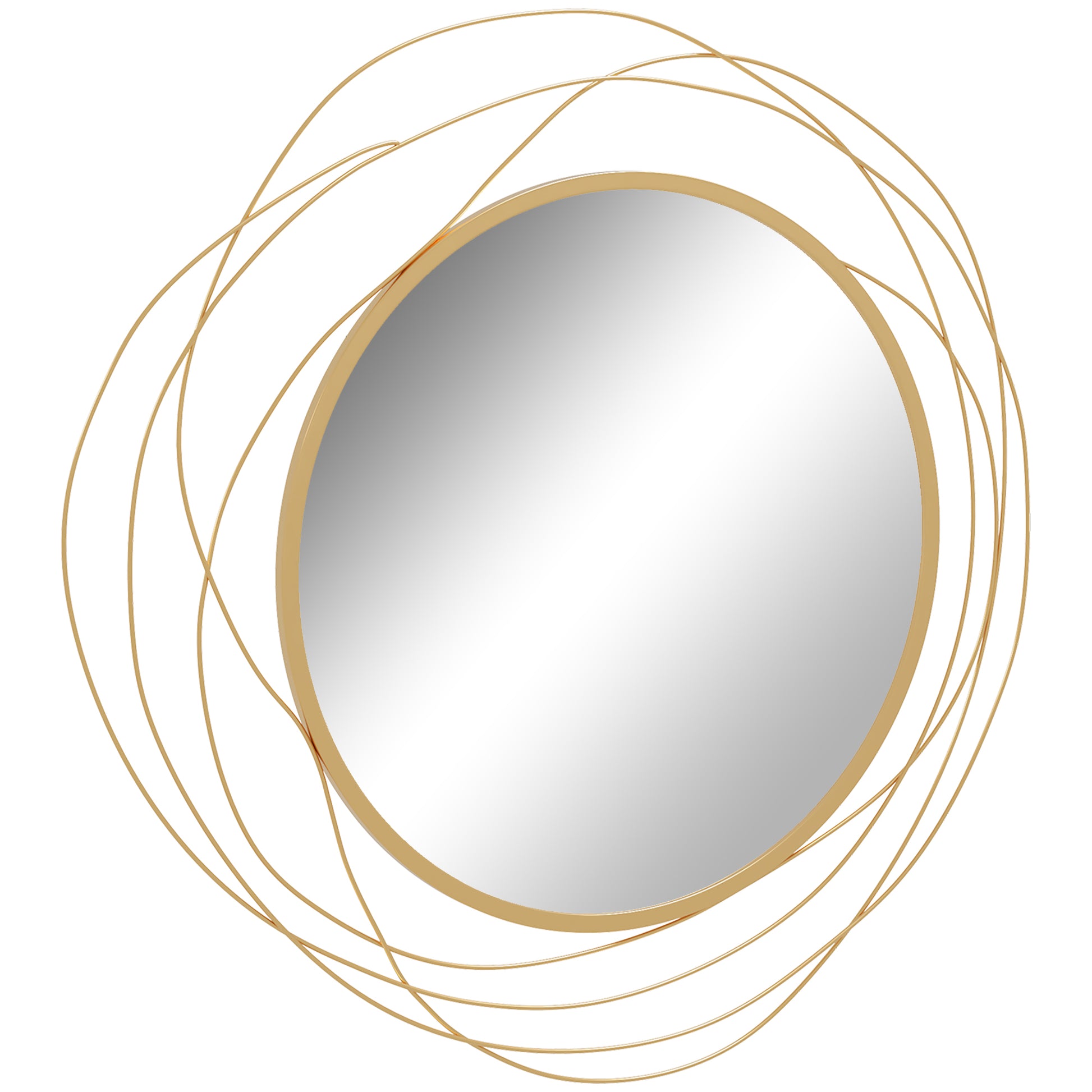 Homcom Metal Wall Art Modern Mirror Decor Home Hanging Wall Sculptures For Living Room Bedroom Dining Room, Gold Gold Mdf Glass