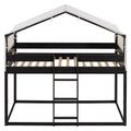 Twin Over Twin Wood Bunk Bed With Tent, Espresso Old Sku:Lt000708Aap Espresso Solid Wood