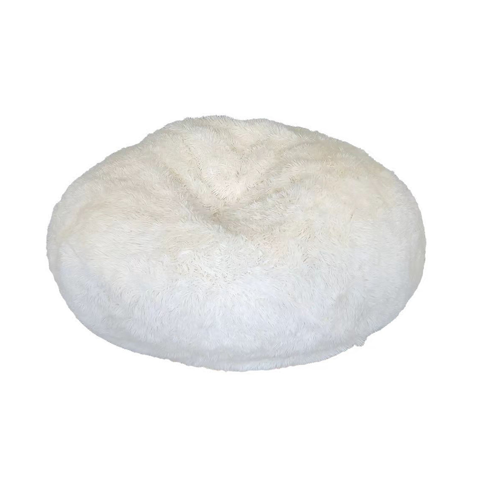 3 Ft Bean Bag Chairs For Adults Teens With Filling, Medium Bean Bag Sofa With Shredded Foam, Furniture Bag With Plush Fur Cover, Ivory White, 3 Foot White Plush
