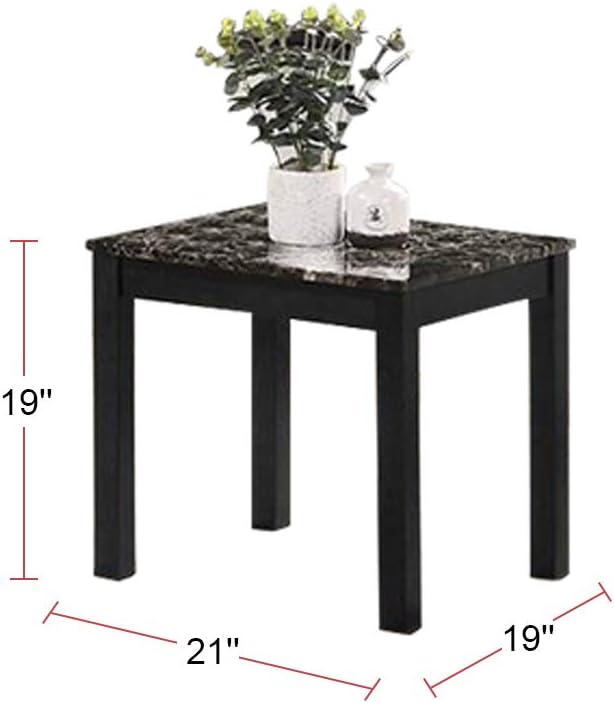 Contemporary Black Faux Marble Top 1X Coffee Table And 2X End Tables 3Pc Coffee Table Set Living Room Furniture Black Primary Living Space Classic,Contemporary,Modern,Transitional Rubberwood