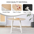 A Modern And Minimalist Circular Dining Table With A 42 Inch Diameter Wood Colorer Patterned Tabletop And White Metal Legs. Suitable For Restaurants, Living Rooms, And Conference Rooms. Brown White Mdf Metal