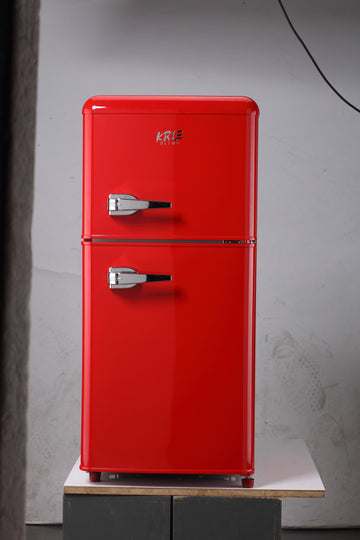 3.5Cu.Ft Compact Refrigerator Mini Fridge With Freezer, Small Refrigerator With 2 Door, 7 Level Thermostat Removable Shelves For Kitchen, Dorm, Apartment, Bar, Office, Red Red Kitchen Modern Abs Steel Q235