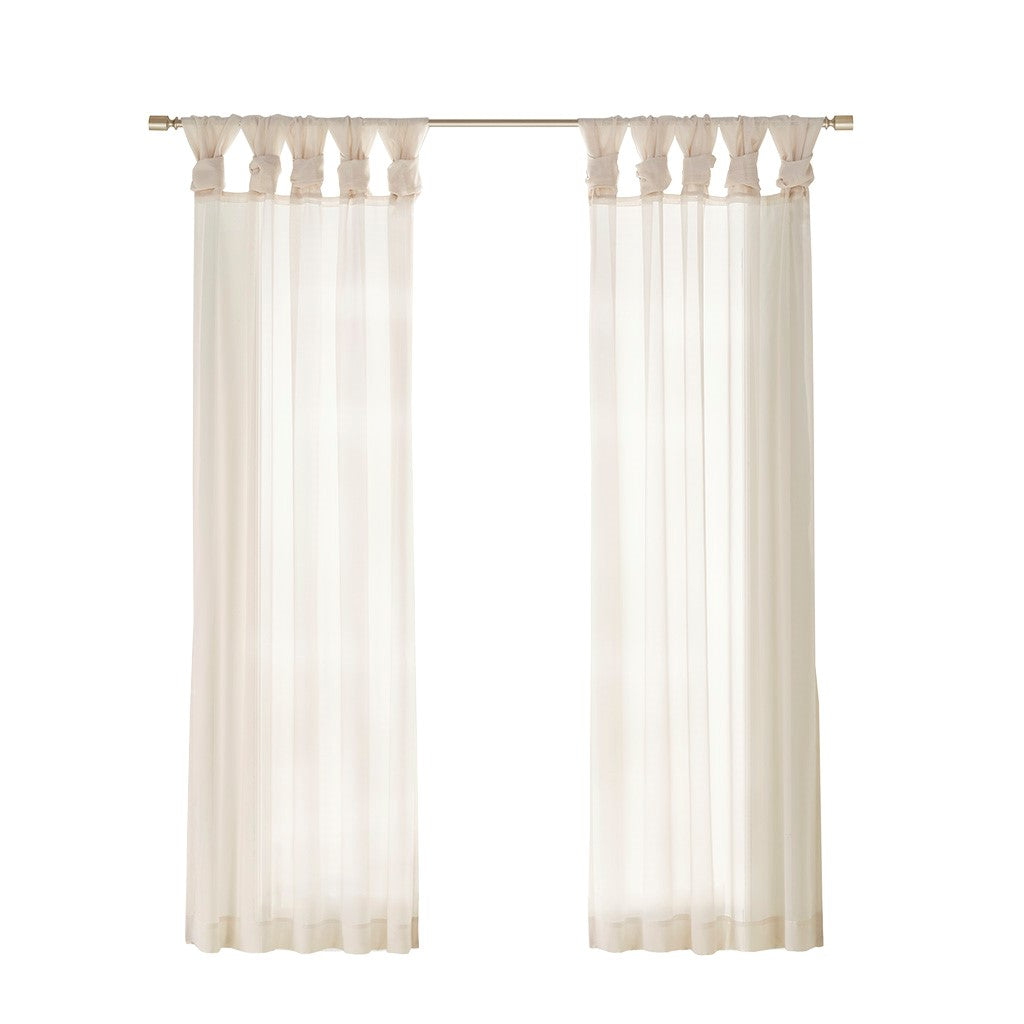 Twisted Tab Voile Sheer Window Pair Ivory Polyester