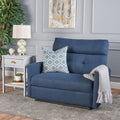 Recliner Chair Double Seats Navy Blue Fabric