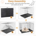 36 Inch Folding Metal Wire Dog Crate, Durable, Foldable, Collapsible Double Door Dog Crate With Removable Leak Proof Pan, Portable Dogs Crate With Divider, Black Black Iron