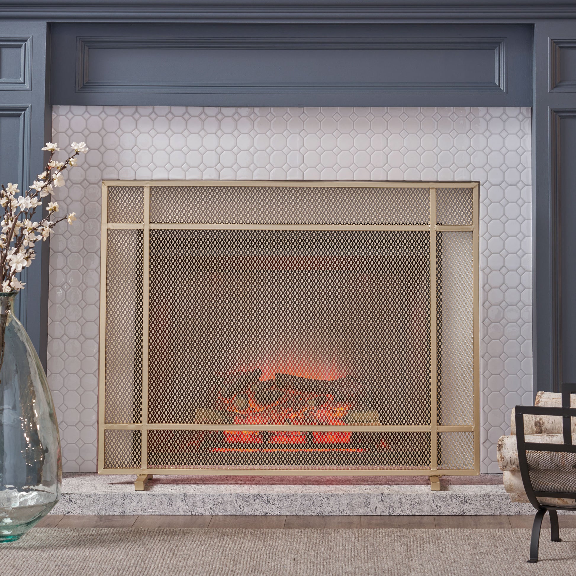 Fire Screen Gold Iron