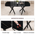 1 Table And 8 Chairs Set.A Rectangular Dining Table With A Imitation Marble Black Table Top And Black Metal Legs.Paired With 8 Chairs With Pu Leather Seat Cushion And Black Metal Legs.F 1538,C 007 Black Glass Metal