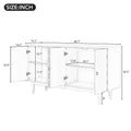 Modern 4 Door Sideboard With Convex Pattern Doors And 2 Silver Handle For Living Room, Dining Room, Kitchen Almond Almond Mdf