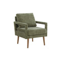 Mid Century Armchairaccent Chair With Chenille Armrest & Soft Cushion For Living Room, Bedroom, Home Office, Study, Forest Green Green Foam Wood Fabric