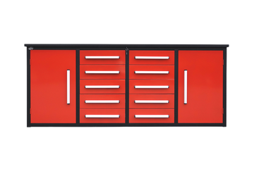 7' Storage Cabinets With Workbench 10 Drawers & 2 Cabinets Red Steel
