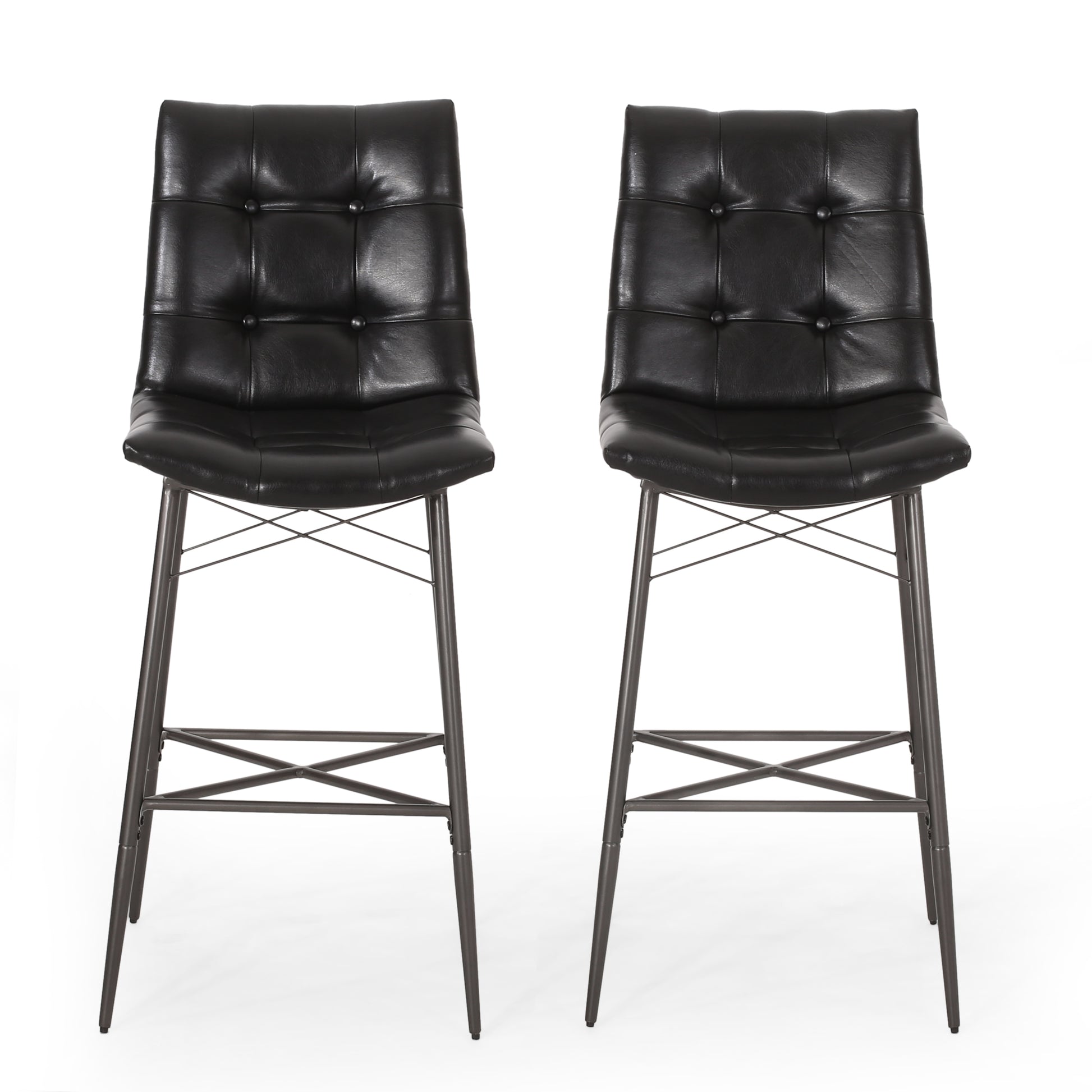 Bar Stool Mp2 Set Of 2 Black Pu