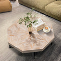 Wood Octagonal Vintage Patchwork Craft Farmhouse 30 Inch Wooden Table Top Cross Metal Legs Coffee Table For Living Room Antique Wood Oak Natural Wood Antique White Primary Living Space Antique Floor Mount Open Storage Coffee & End Tables Mdf Mdf