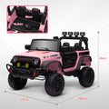 Qaba 12V Ride On Truck, Electric Car For Kids, Battery Powered Ride On Car, Parent Remote, 4 Suspension Wheels, Music Horn Led Lights, Pink Pink Plastic