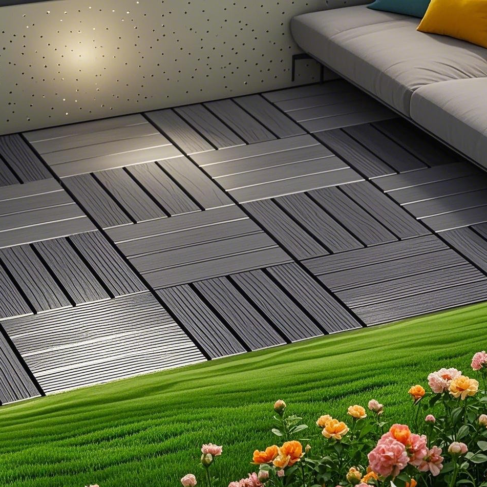 Plastic Interlocking Deck Tiles,44 Pack Patio Deck Tiles,12"X12" Square Waterproof Outdoor All Weather Use, Outdoor And Indoor Patio Decking Tiles For Poolside Balcony Backyard, Dark Grey Grey